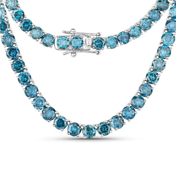 14KT White Gold 33.24ctw Blue Diamond Necklace
