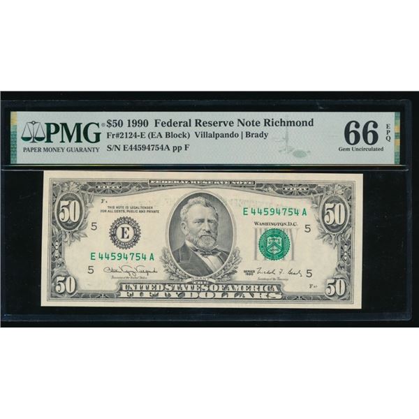 1990 $50 Richmond FRN PMG 66EPQ