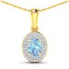 14KT Yellow Gold 0.51ctw Aquamarine and Diamond Pendant