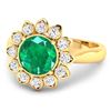 Image 2 : 14KT Yellow Gold 1.8ctw Zambian Emerald and Diamond Ring