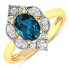 14KT Yellow Gold 1.1ctw London Blue Topaz and Diamond Ring