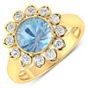 14KT Yellow Gold 1.9ctw Aquamarine and Diamond Ring
