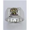 14 Kt White Gold Plate 2.35 Ct Amber Green Fire Moissanite Ring