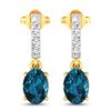 14KT Yellow Gold 1.4ctw London Blue Topaz and Diamond Earrings