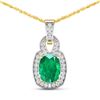 14KT Yellow Gold 1.74ctw Zambian Emerald and Diamond Pendant