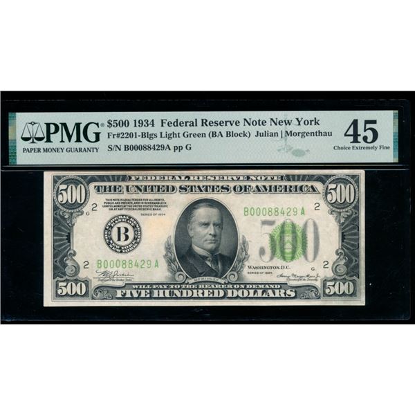 1934 $500 New York FRN PMG 45
