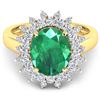 14KT Yellow Gold 3.14ct Zambian Emerald and Diamond Ring