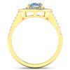 Image 4 : 14KT Yellow Gold 0.96ctw Aquamarine and Diamond Ring