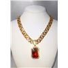 14 K Gold Padpaparacha Sapphire Chain Pendant Necklace
