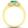 Image 4 : 14KT Yellow Gold 1ct Zambian Emerald and Diamond Ring