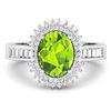 Image 3 : 14KT White Gold 1.6ctw Peridot and Diamond Ring