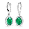 Image 2 : 14KT White Gold 2ctw Zambian Emerald and Diamond Earrings