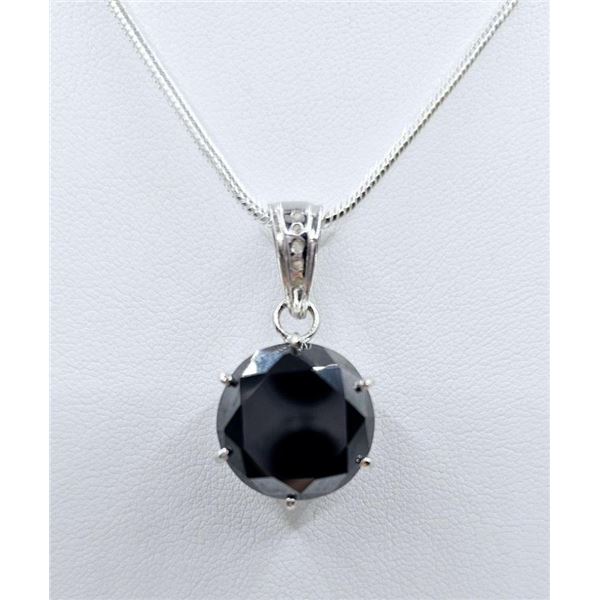 Huge Rare 14.15 Ct Simulated Black Diamond Pendant Necklace