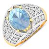 Image 1 : 14KT Yellow Gold 1.9ctw Aquamarine and Diamond Ring