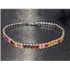 Image 5 : 14KT White Gold-Plated Mixed Color Simulated Sapphire Bracelet