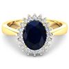 14KT Yellow Gold 1.30ct Blue Sapphire and Diamond Ring