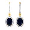14KT Yellow Gold 2.6ctw Blue Sapphire and Diamond Earrings