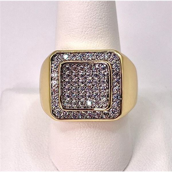 Mens14 Kt Gold Plated 5.75 Cwt. Simulated Diamond Ring