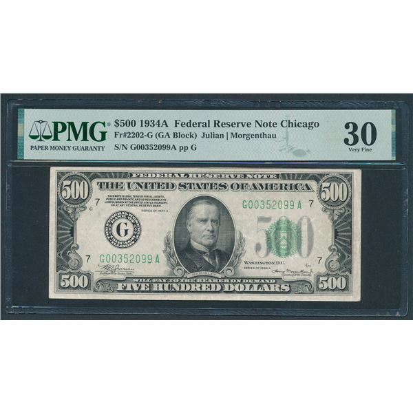 1934A $500 Chicago FRN PMG 30