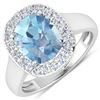 14KT White Gold 3ct Aquamarine and Diamond Ring