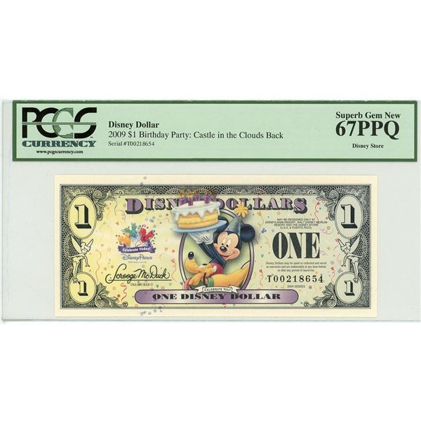 2009 $1 Mickey Birthday Party Disney Dollar PCGS 67PPQ