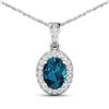 14KT White Gold 1.10ct London Blue Topaz and Diamond Pendant with Chain