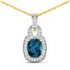 14KT Yellow Gold 1.95ctw London Blue Topaz and Diamond Pendant