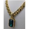 Image 6 : 14 Kt Yellow Gold Plate Simulated Emerald Pendant Necklace