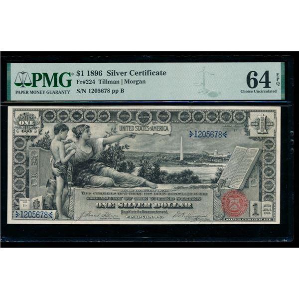 1896 $1 Educational Silver Certificate PMG 64EPQ