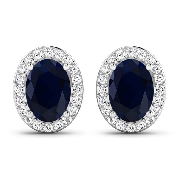 14KT White Gold 1.5ctw Blue Sapphire and Diamond Earrings