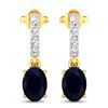 14KT Yellow Gold 1.5ctw Blue Sapphire and Diamond Earrings