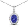 14KT White Gold 1.09ct Tanzanite and Diamond Pendant with Chain