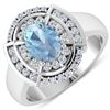 14KT White Gold 0.96ct Aquamarine and Diamond Ring