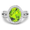 Image 3 : 14KT White Gold 3.85ctw Peridot and Diamond Ring