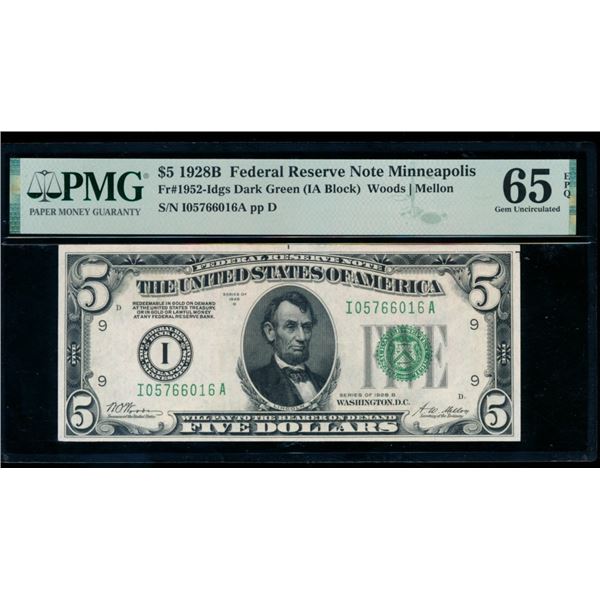 1928B $5 Minneapolis FRN PMG 65EPQ