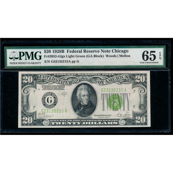 1928B $20 Chicago FRN PMG 65EPQ