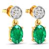 Image 3 : 14KT Yellow Gold 1.12ctw Zambian Emerald and Diamond Earrings