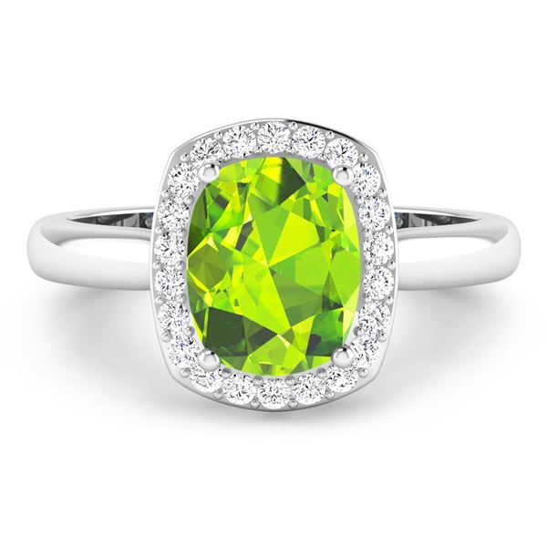 14KT White Gold 2ctw Peridot and Diamond Ring