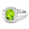 Image 2 : 14KT White Gold 2ctw Peridot and Diamond Ring