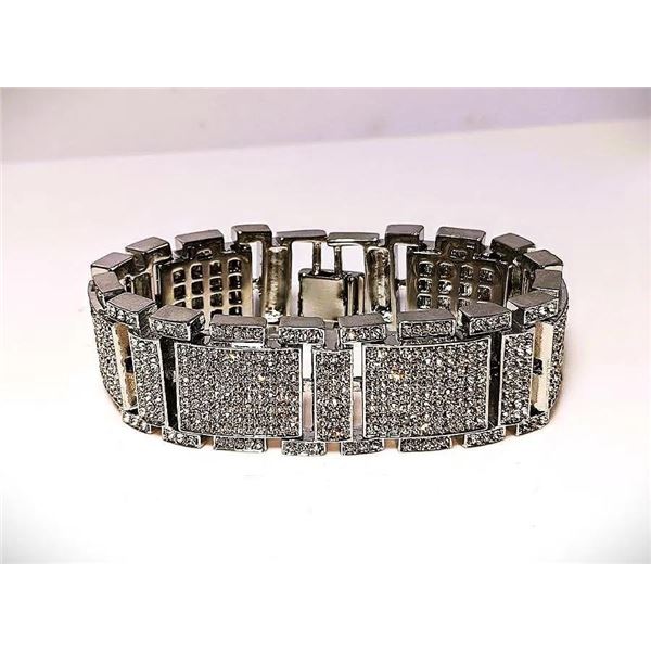 Huge 120 Gram Brilliant 18 K White Gold-Plated Saratoga Link