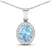 14KT White Gold 1.4ctw Aquamarine and Diamond Pendant