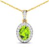 14KT Yellow Gold 1.05ct Peridot and Diamond Pendant with Chain