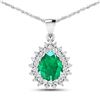 14KT White Gold 2.85ctw Zambian Emerald and Diamond Pendant