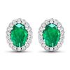 14KT White Gold 1.12ctw Zambian Emerald and Diamond Earrings