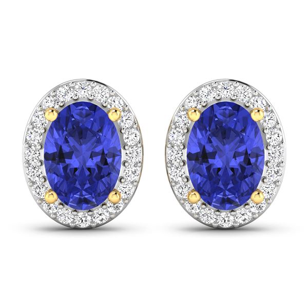 14KT Yellow Gold 1.24ctw Tanzanite and Diamond Earrings