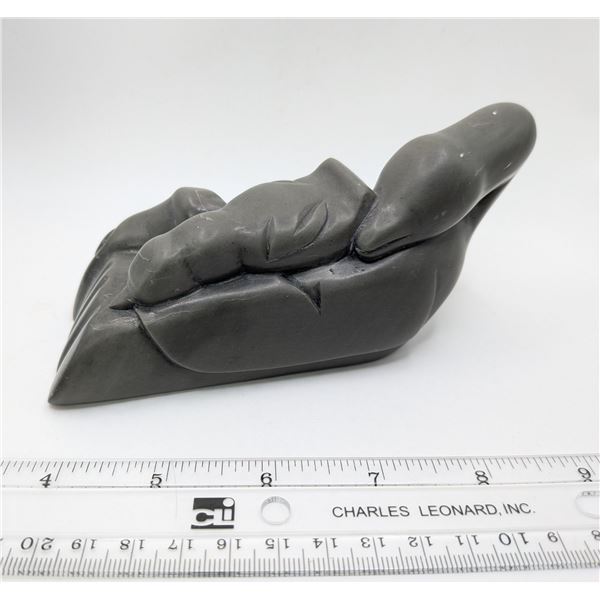 Loon Hen and Chicks Signed Soapstone