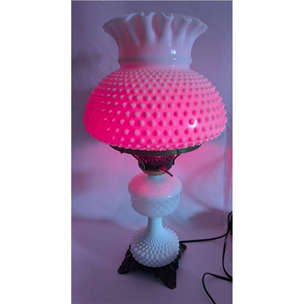 Milk Glass Hobnail Electrified Lamp
