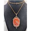 Image 1 : Orange Carnelian Pendant Necklace with Chain