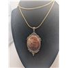 Image 1 : Agate Gemstone Pendant Necklace with Chain