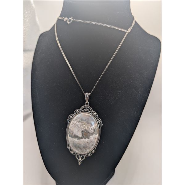 Red Jasper Stone Pendant Necklace with Chain